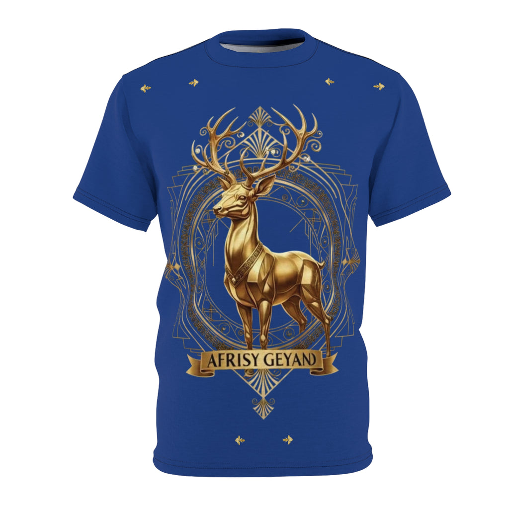 ROUND NECK T-SHIRT, GOLDEN VISION DEER, deep blue