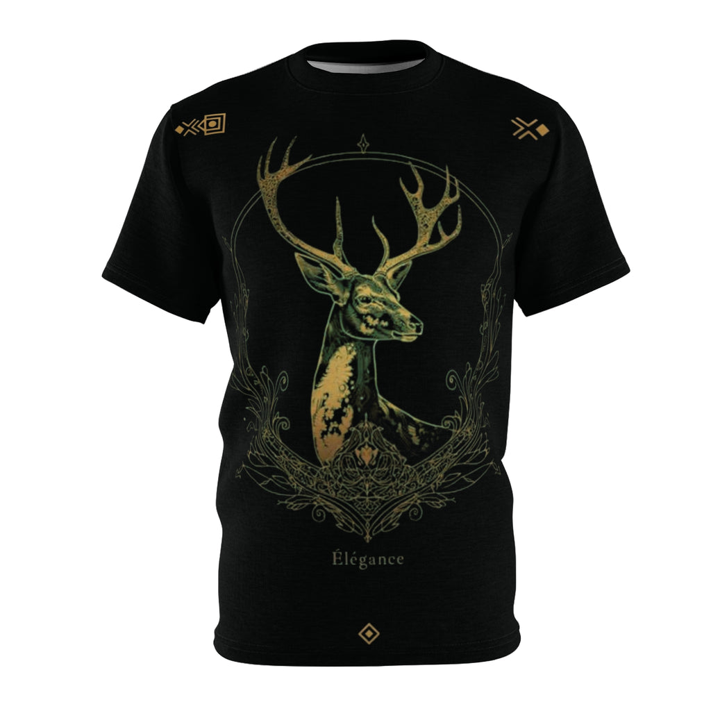 ROUND NECK T-SHIRT, DEER OF ELEGANCE, black