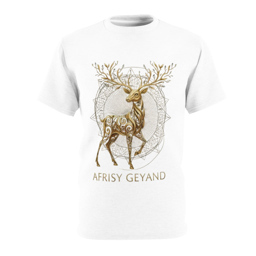 ROUND NECK T-SHIRT, diamond antler deer, white
