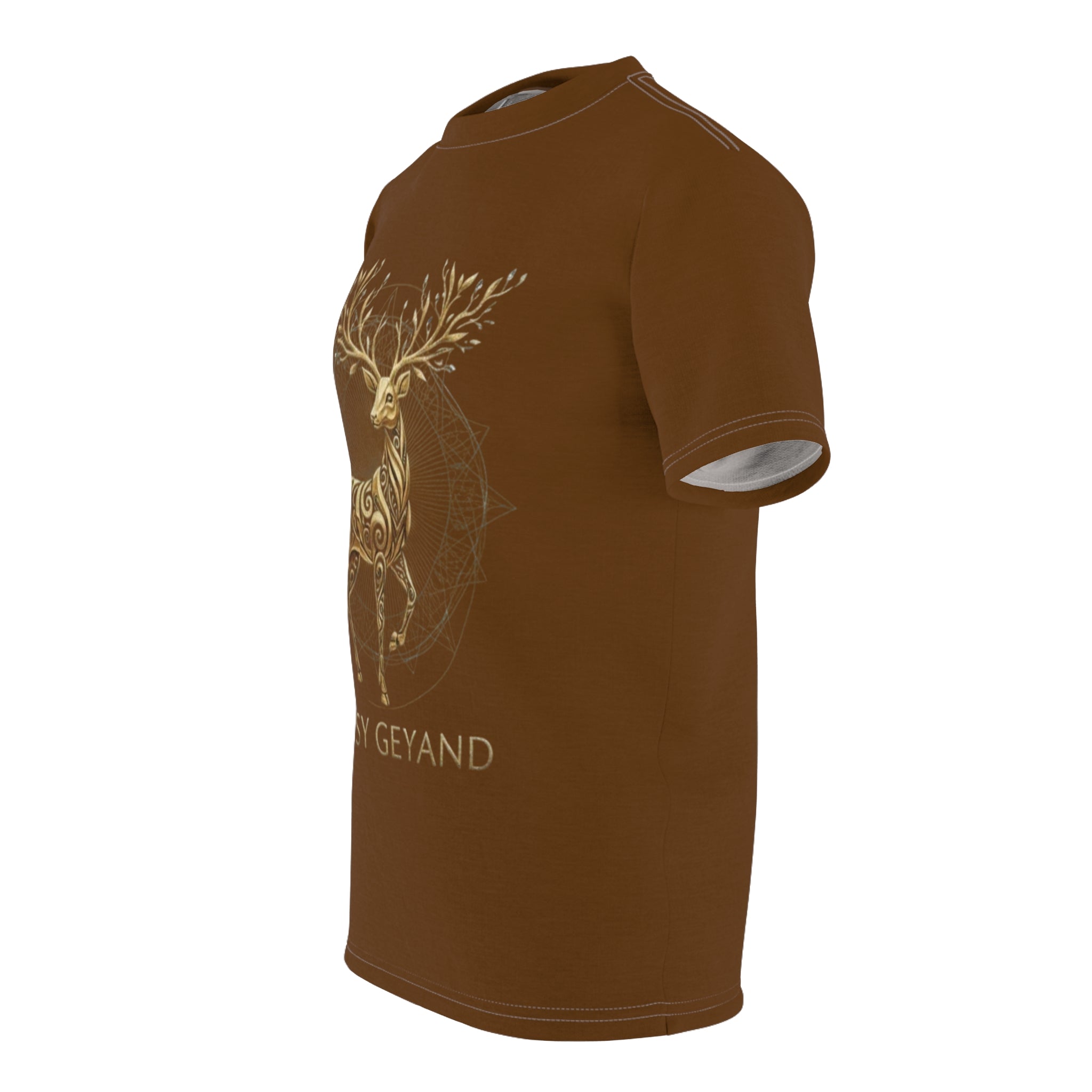 ROUND NECK T-SHIRT, diamond antler deer, brown