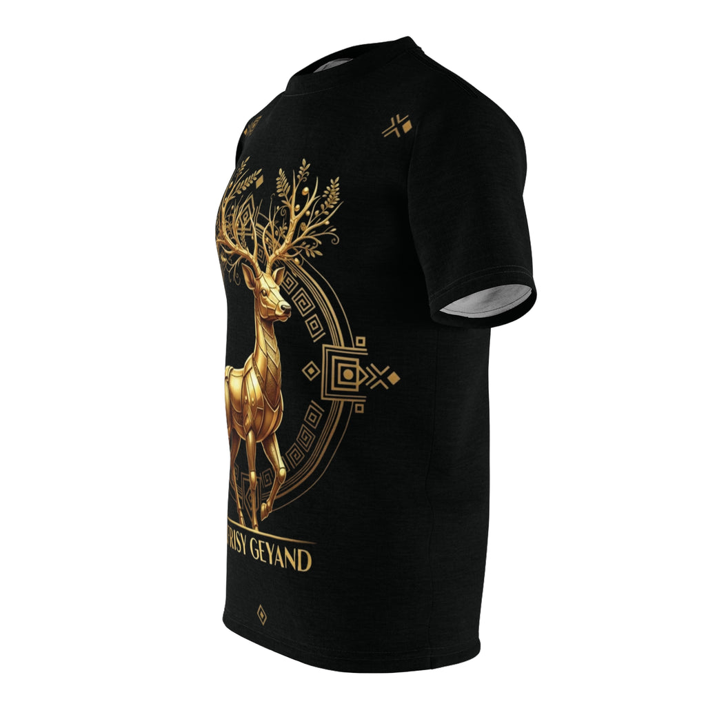 ROUND NECK T-SHIRT, GOLDEN FORTUNE DEER, black