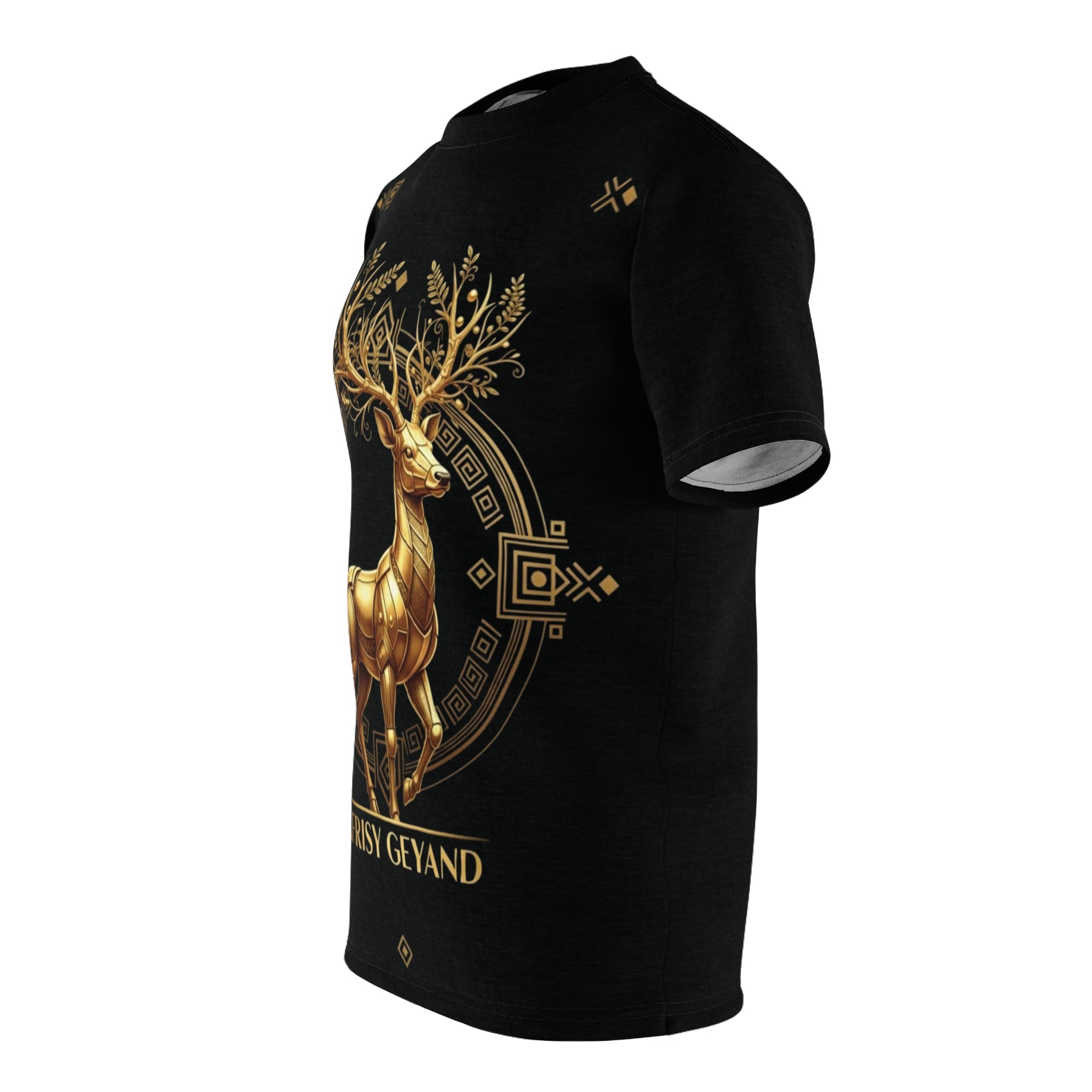 ROUND NECK T-SHIRT, GOLDEN FORTUNE DEER, black
