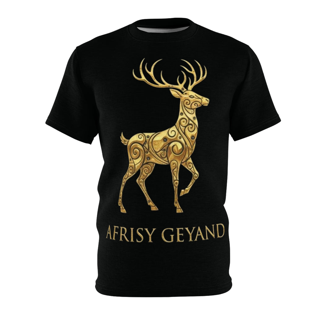 ROUND NECK T-SHIRT, Golden Deer, black