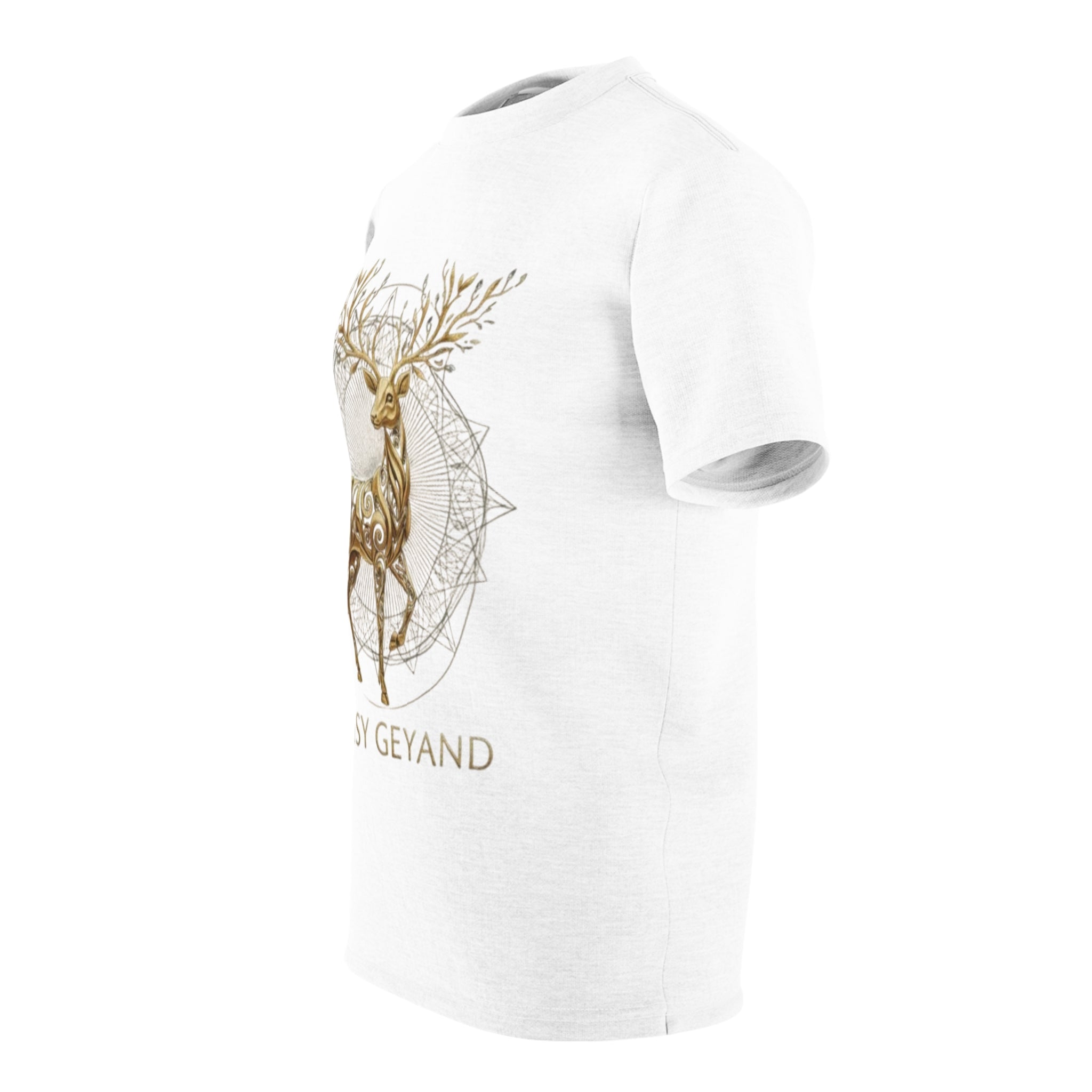 ROUND NECK T-SHIRT, diamond antler deer, white