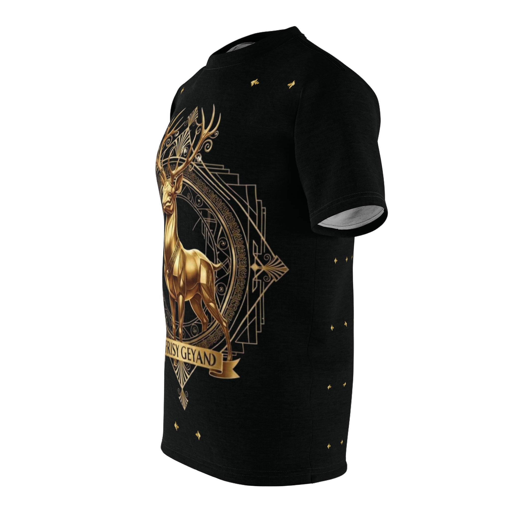 ROUND NECK T-SHIRT, GOLDEN VISION DEER, black