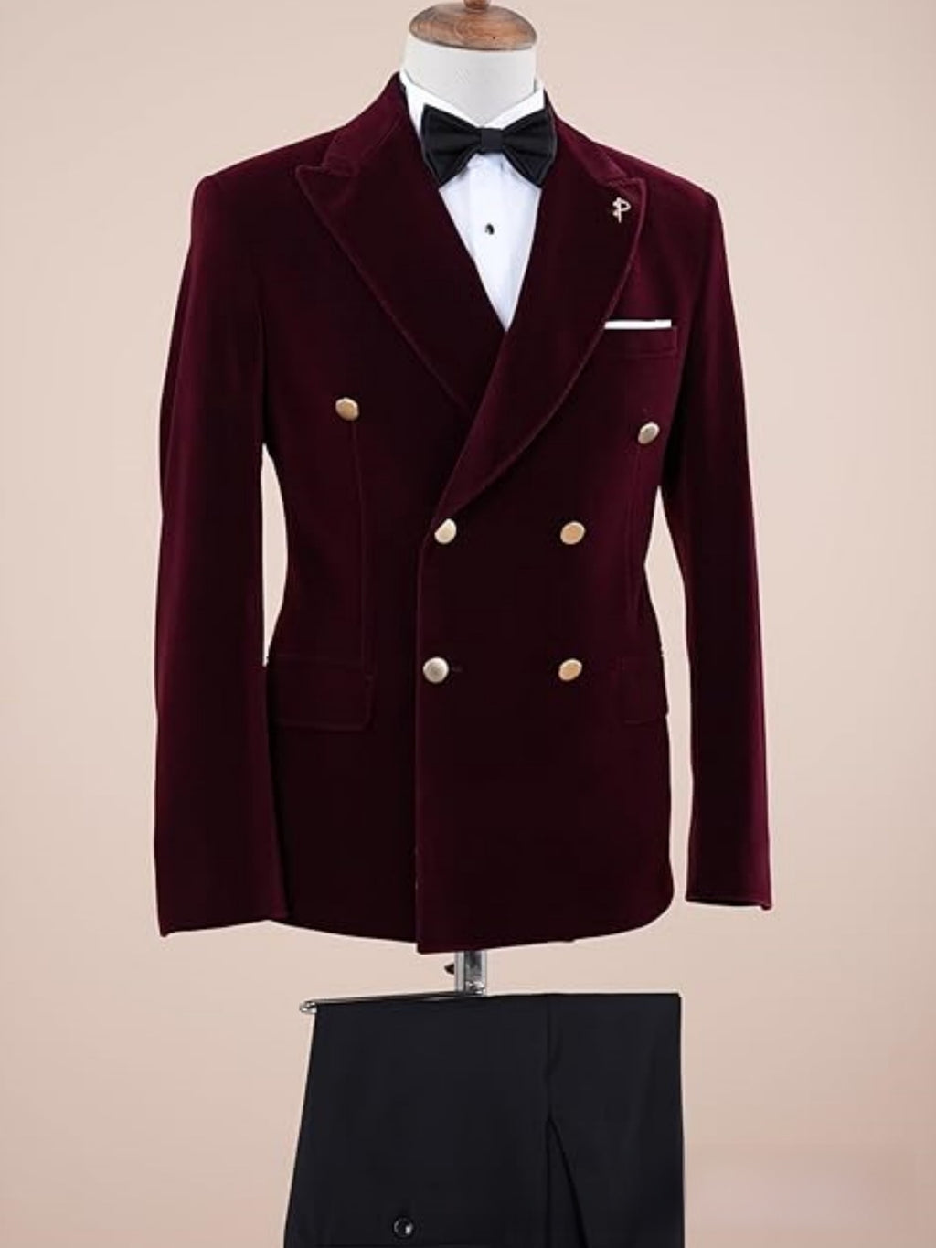 Double-Breasted Velvet Formal Suit