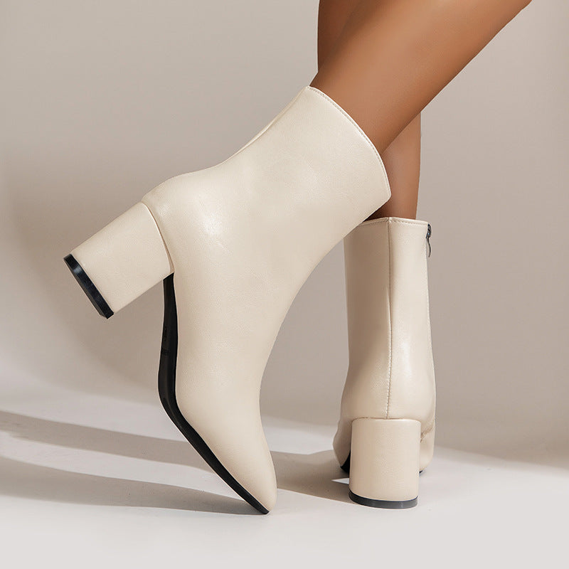 High Heels Short Boots Women's Mid-Calf