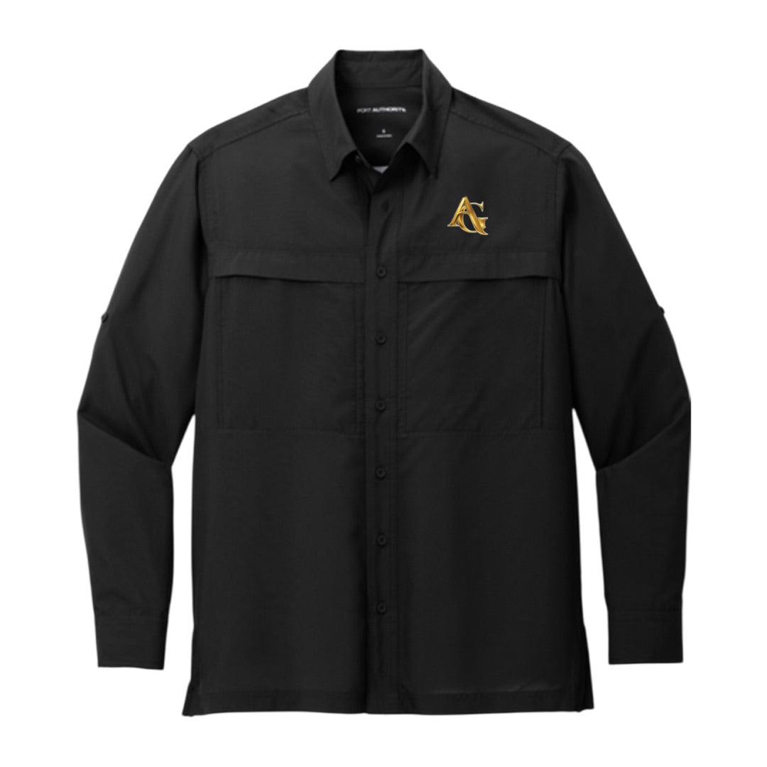 LONG SLEEVE SHIRT, AG LOGO, deep black
