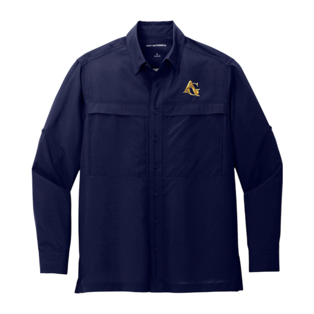 LONG SLEEVE SHIRT, AG LOGO, true navy