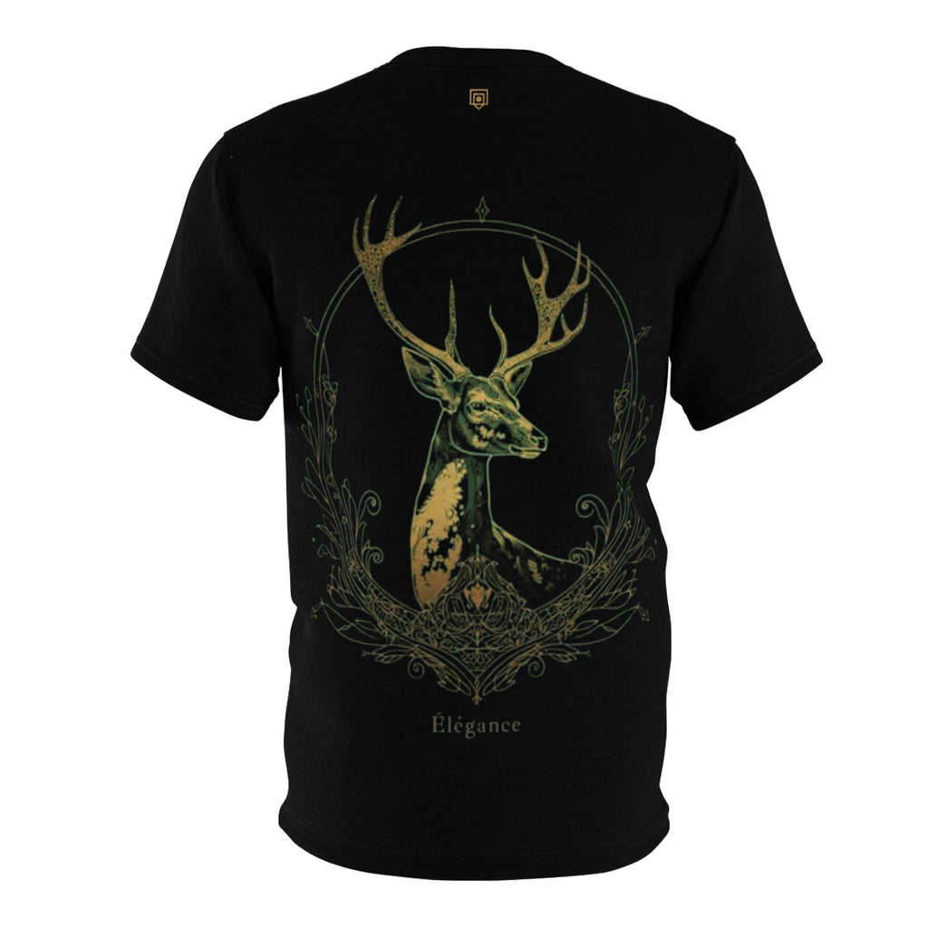 ROUND NECK T-SHIRT, DEER OF ELEGANCE, black