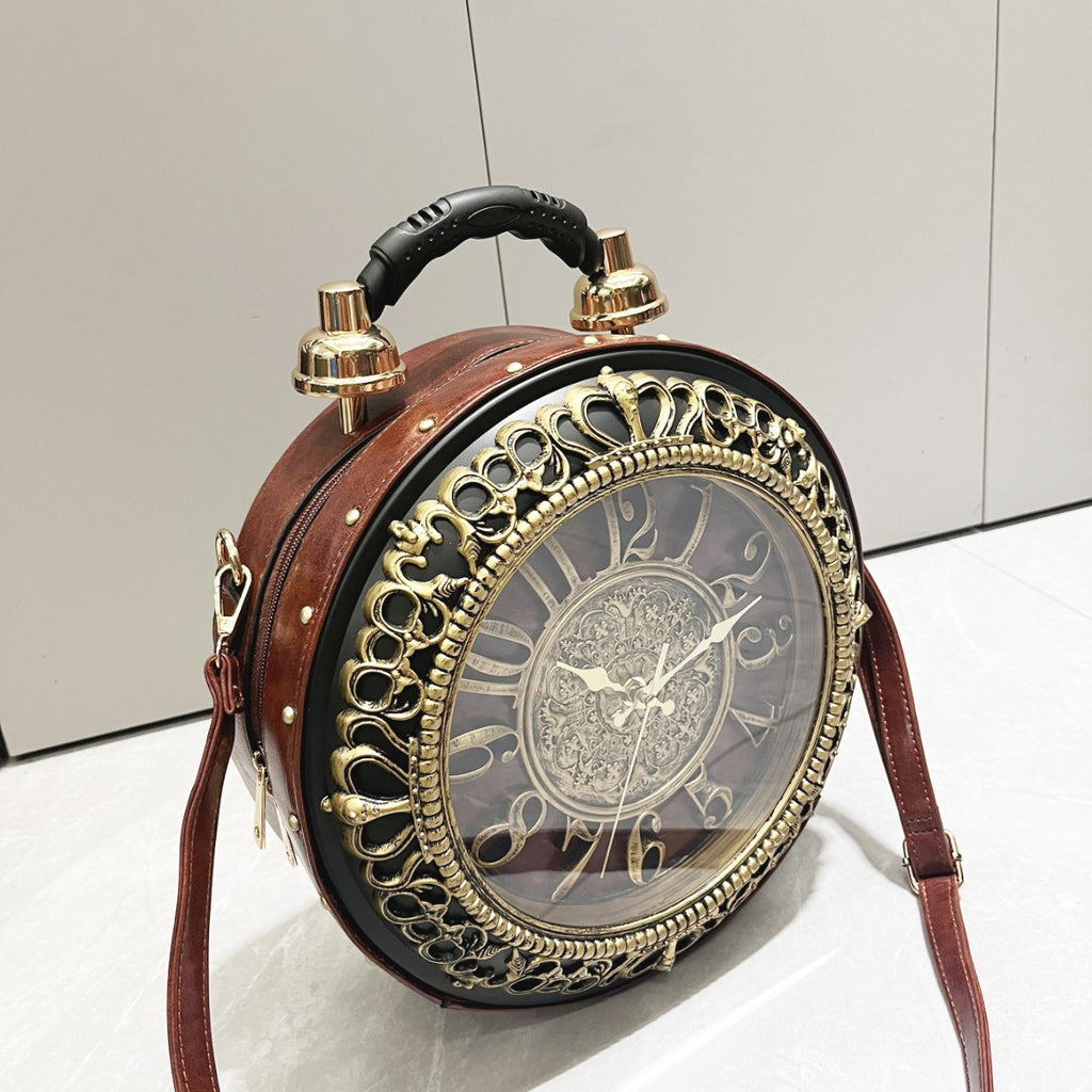 Women’s Vintage Clock Design Shoulder Bag