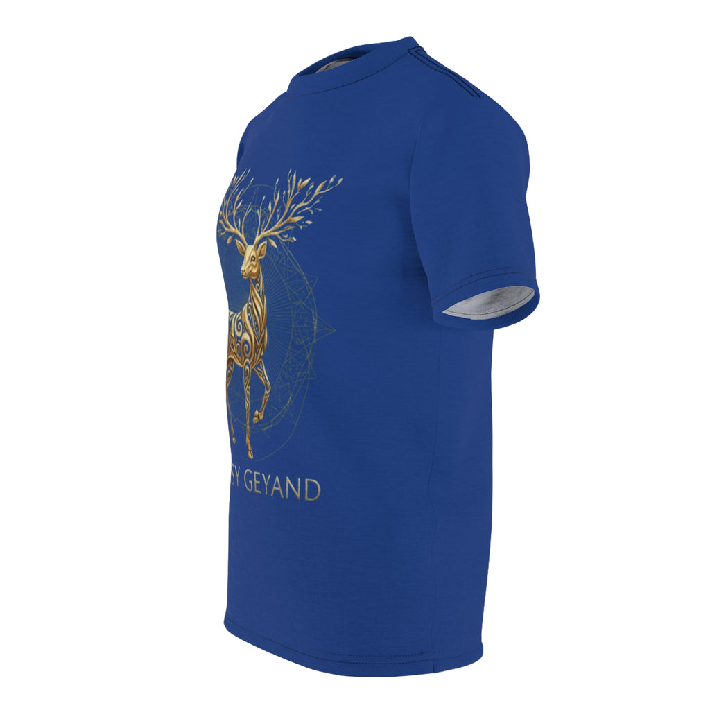 ROUND NECK T-SHIRT, diamond antler deer, deep blue