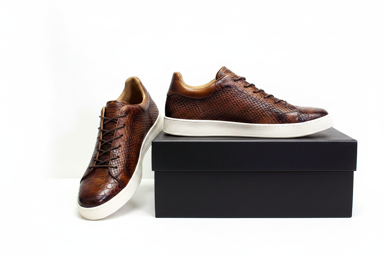 Casual Crocodile Embossed Leather Shoes