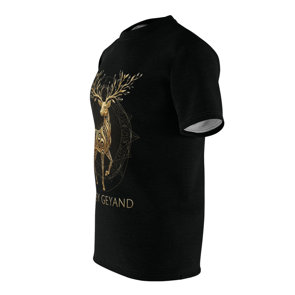 ROUND NECK T-SHIRT, diamond antler deer, black
