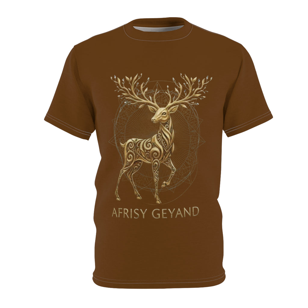 ROUND NECK T-SHIRT, diamond antler deer, brown