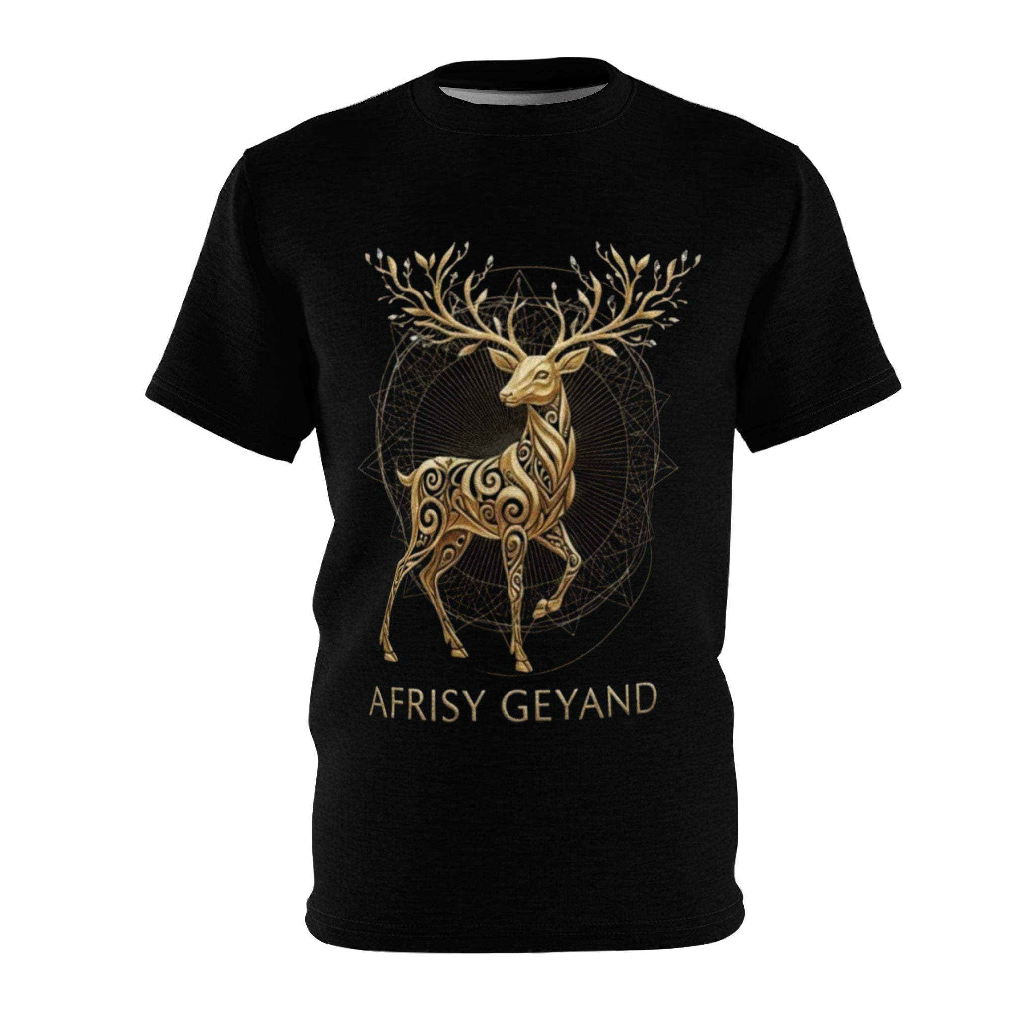 ROUND NECK T-SHIRT, diamond antler deer, black