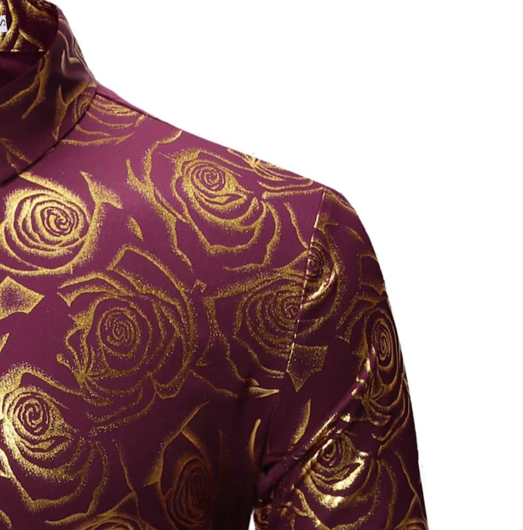 Men's Floral Printed Casual Long Sleeve Shirt