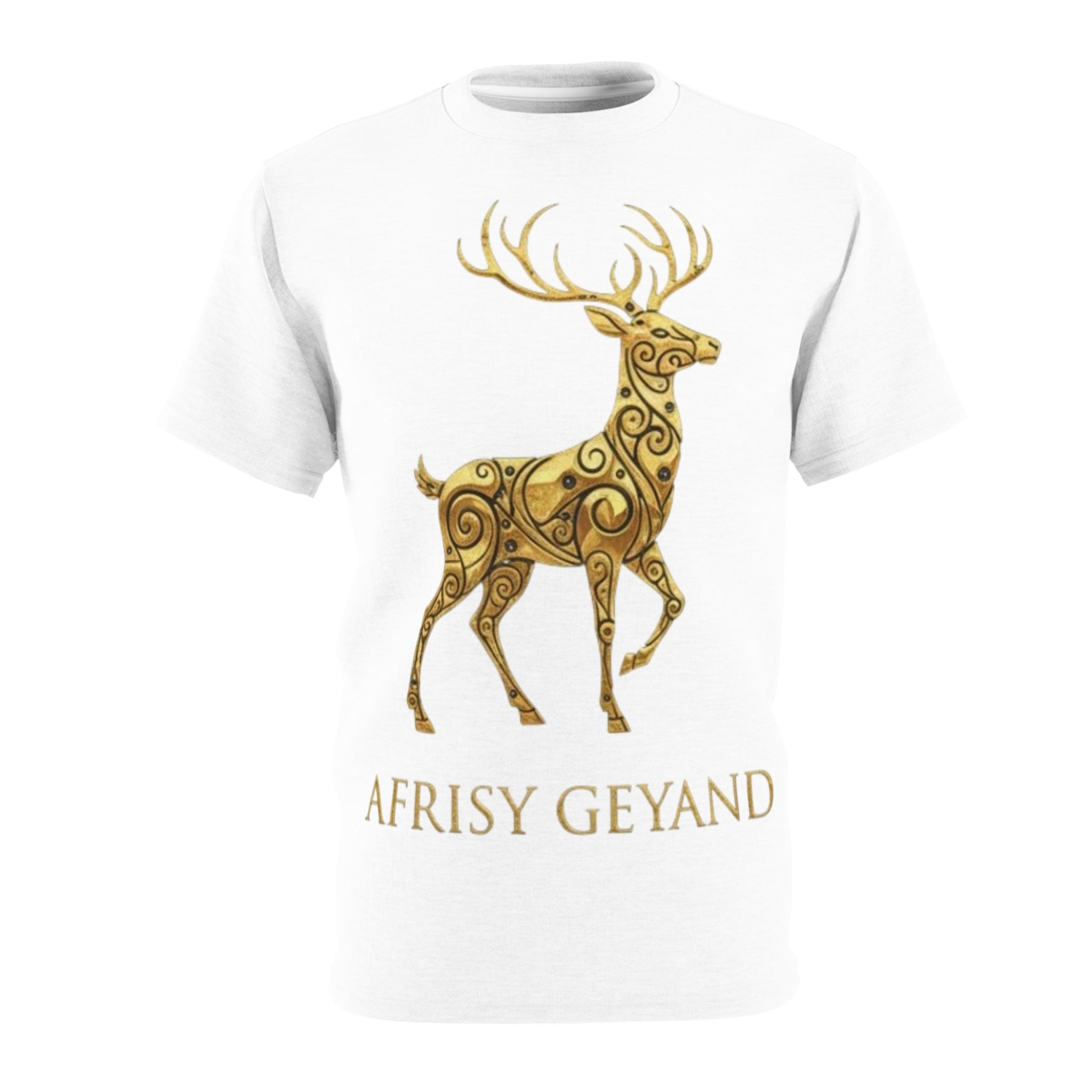 ROUND NECK T-SHIRT, Golden Deer, white