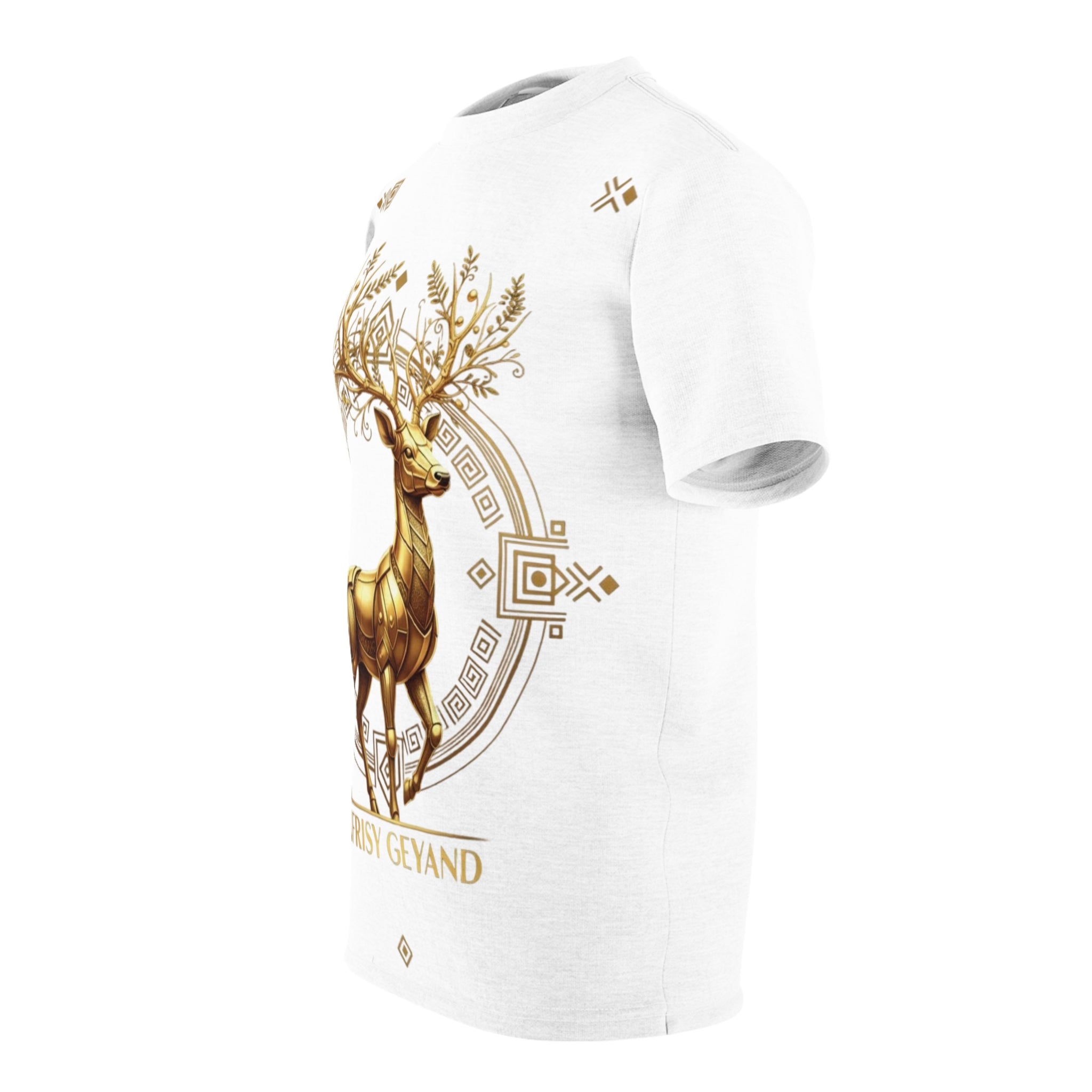 ROUND NECK T-SHIRT, GOLDEN FORTUNE DEER, white
