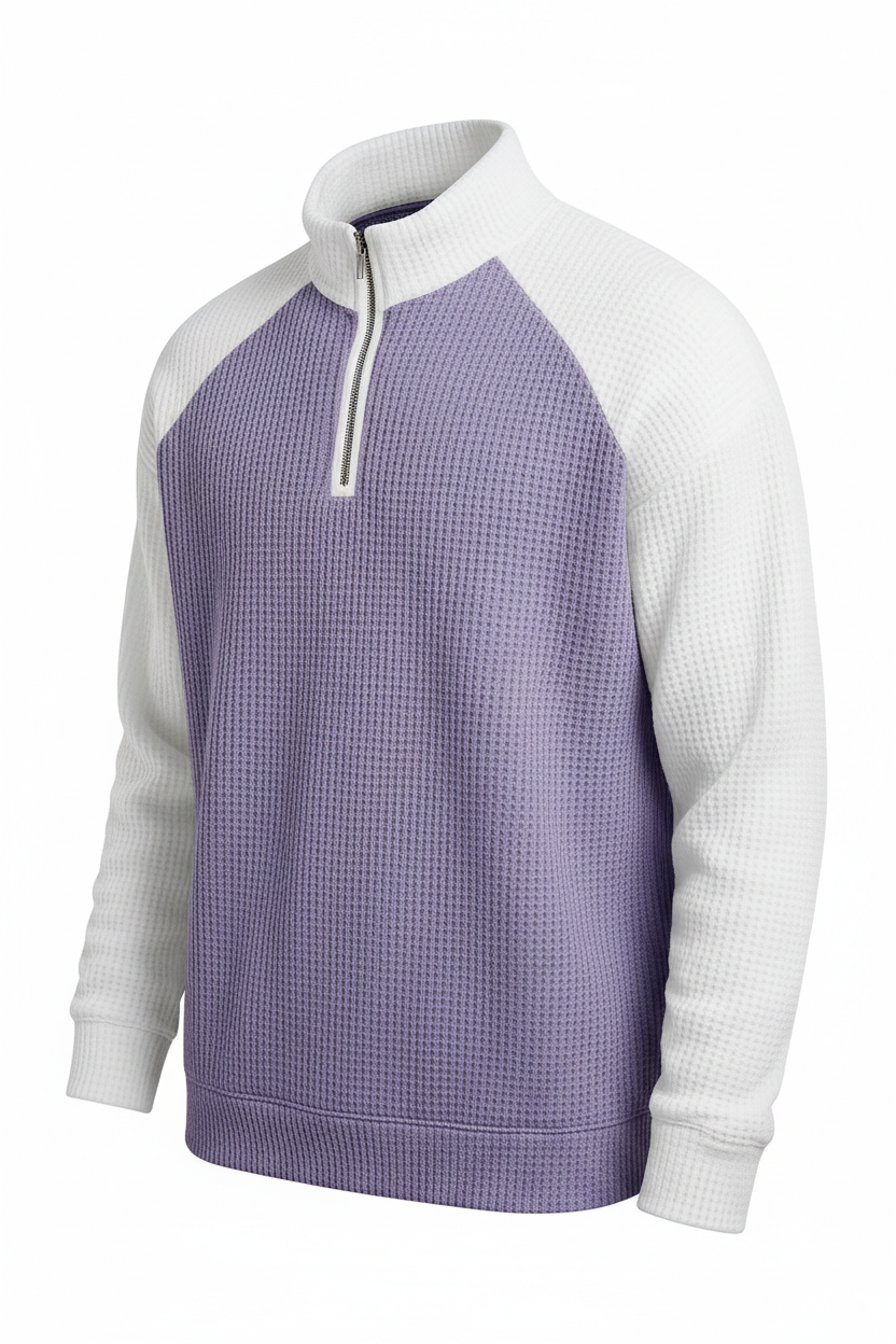 Men’s Color-Block Fashion Long-Sleeve Polo Shirt