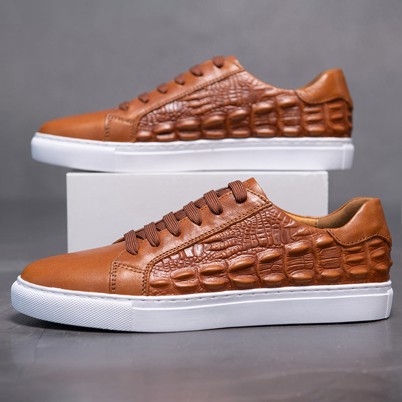 Genuine Leather Crocodile Pattern Casual Shoes