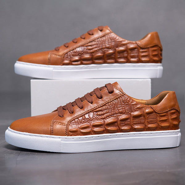 Genuine Leather Crocodile Pattern Casual Shoes