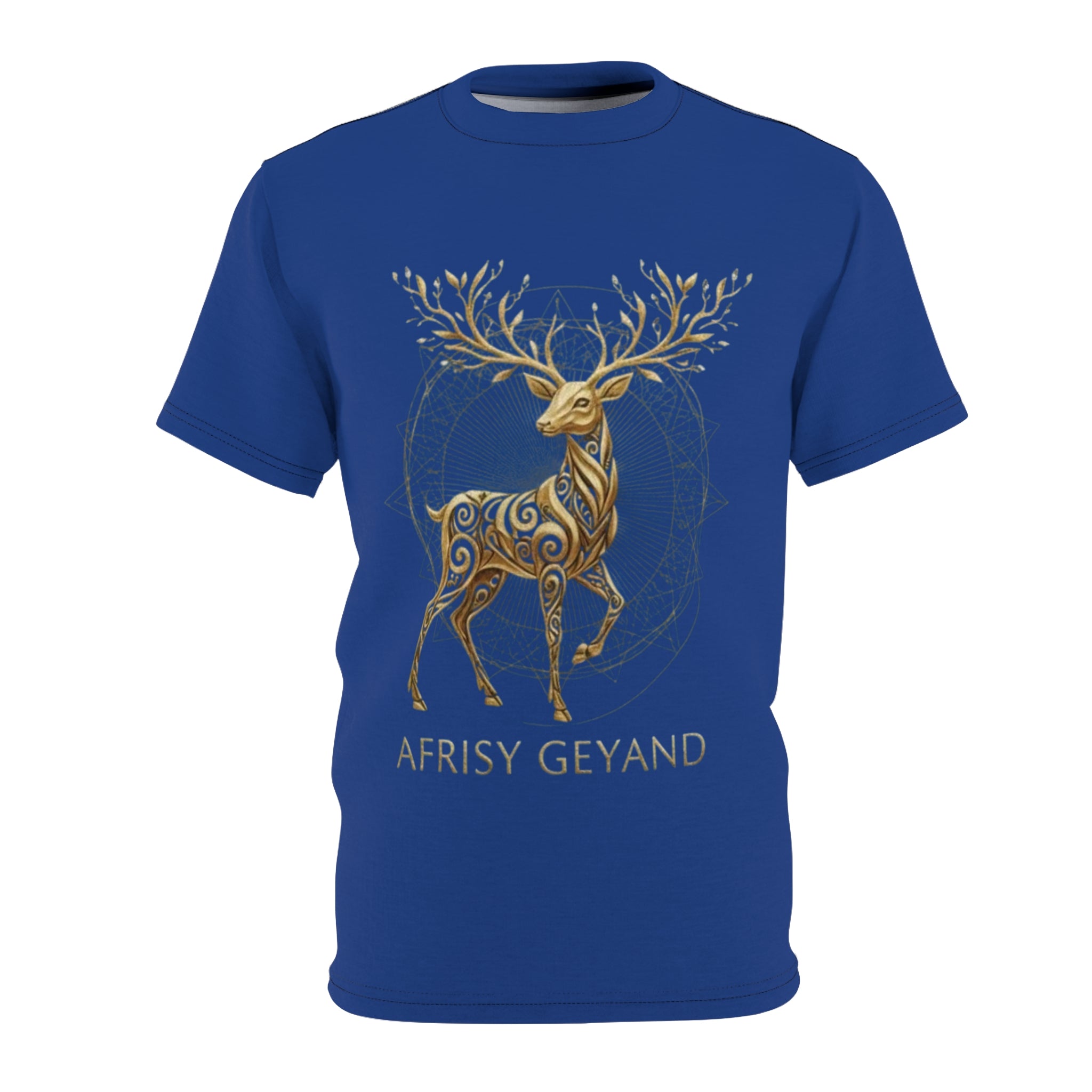 ROUND NECK T-SHIRT, diamond antler deer, deep blue