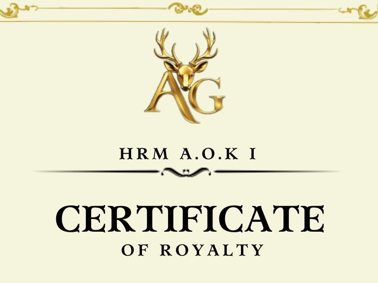 Golden Deer Royalty Certificate.