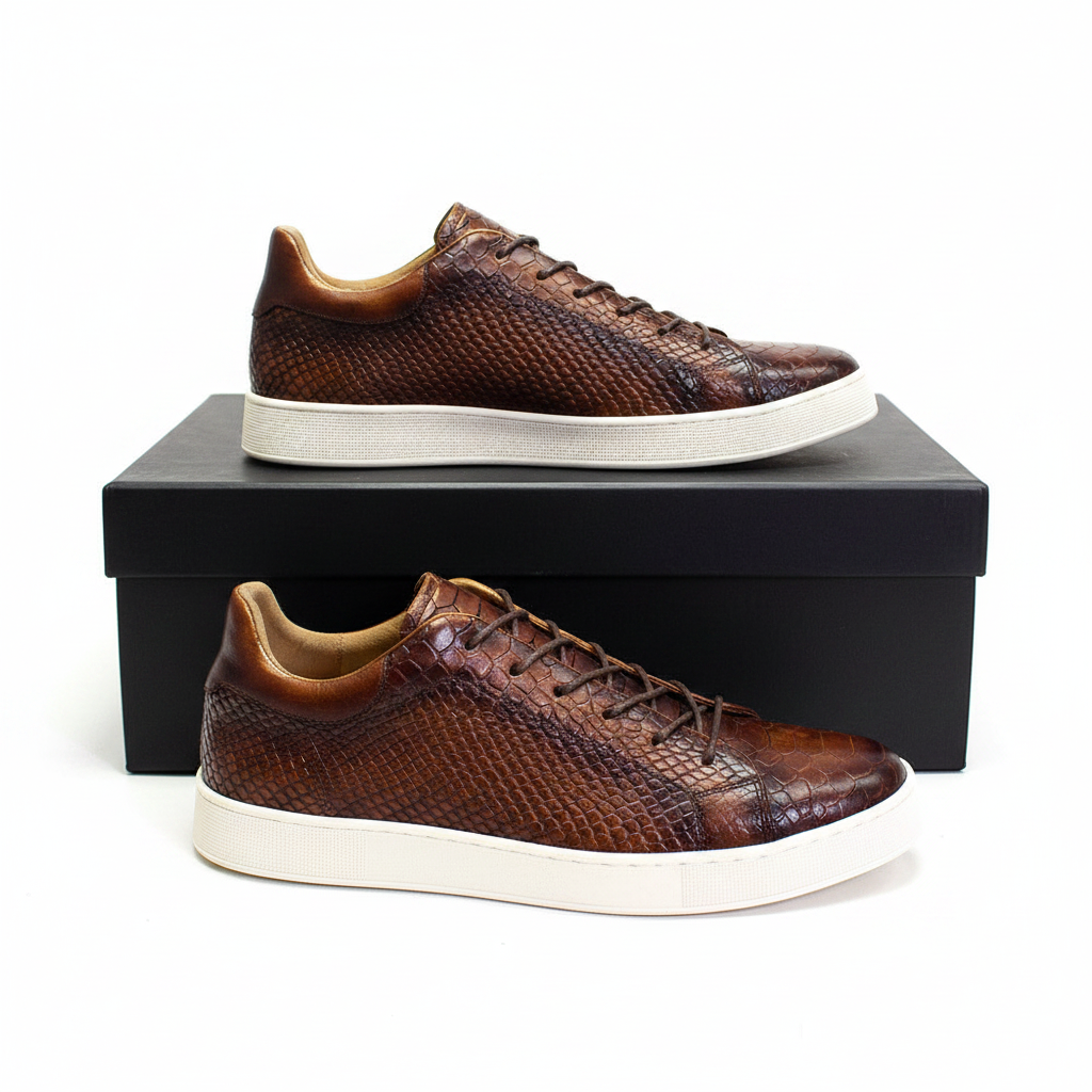 Casual Crocodile Embossed Leather Shoes