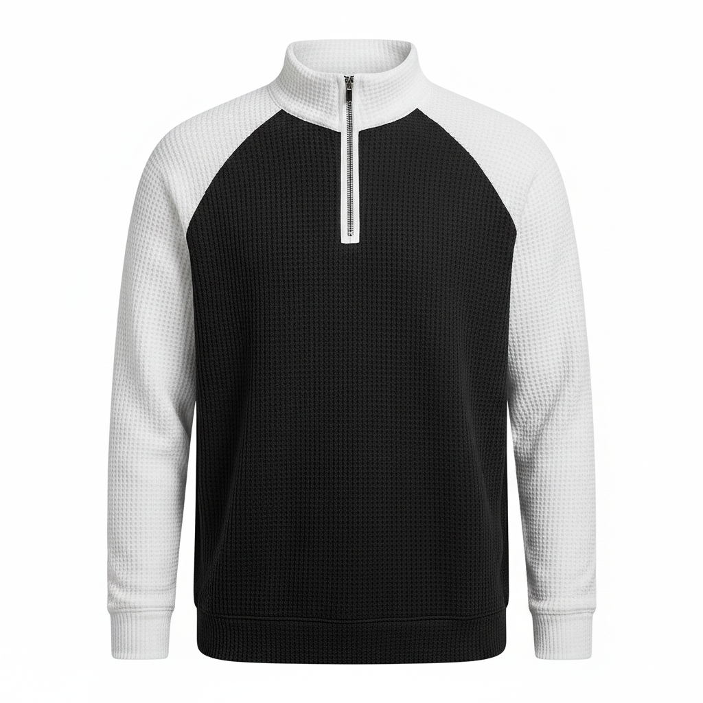 Men’s Color-Block Fashion Long-Sleeve Polo Shirt
