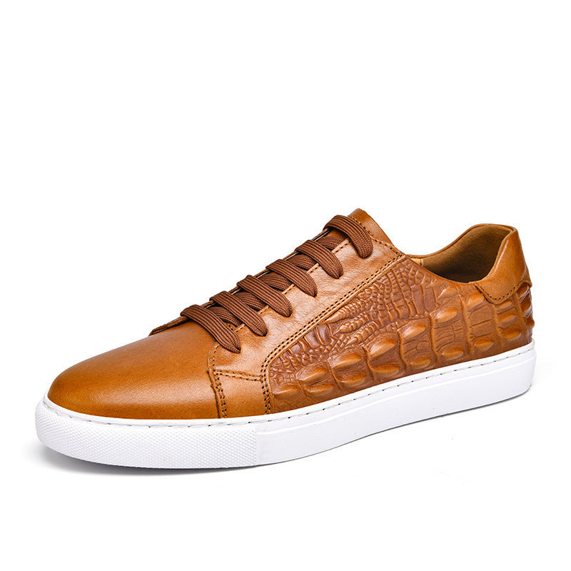 Genuine Leather Crocodile Pattern Casual Shoes