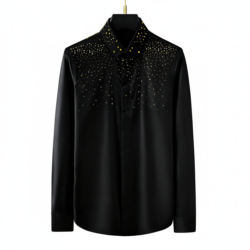 Elegant Rhinestone Long-sleeved Shirt