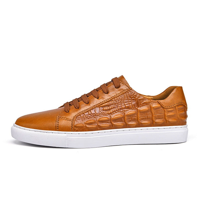 Genuine Leather Crocodile Pattern Casual Shoes