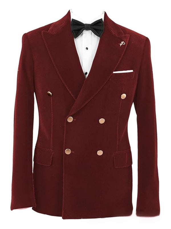Double-Breasted Velvet Formal Suit