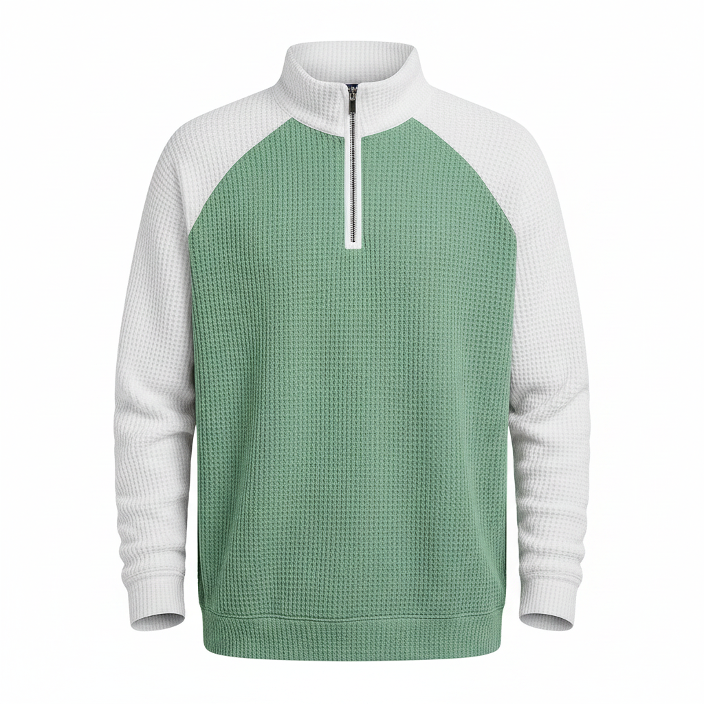 Men’s Color-Block Fashion Long-Sleeve Polo Shirt