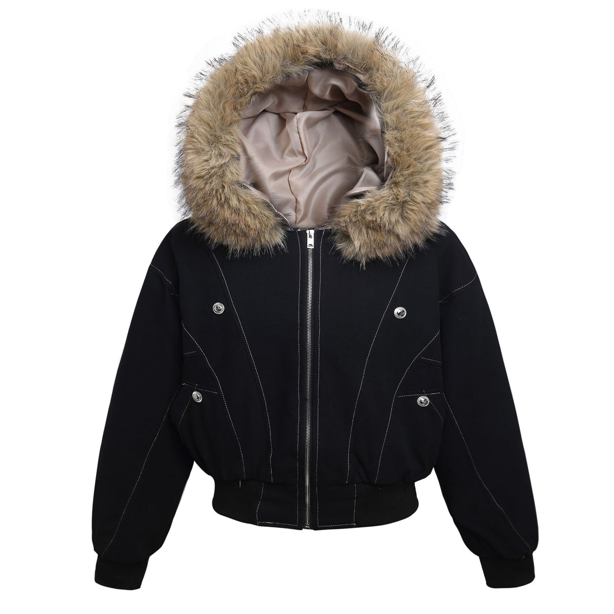 Retro Metal Buckle Hooded Cotton Jacket